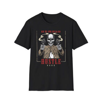 Stay Humble Hustle Hard Skull T-Shirt - Edgy Revolver Streetwear Tee for Men - Bold Urban Motivational Apparel
