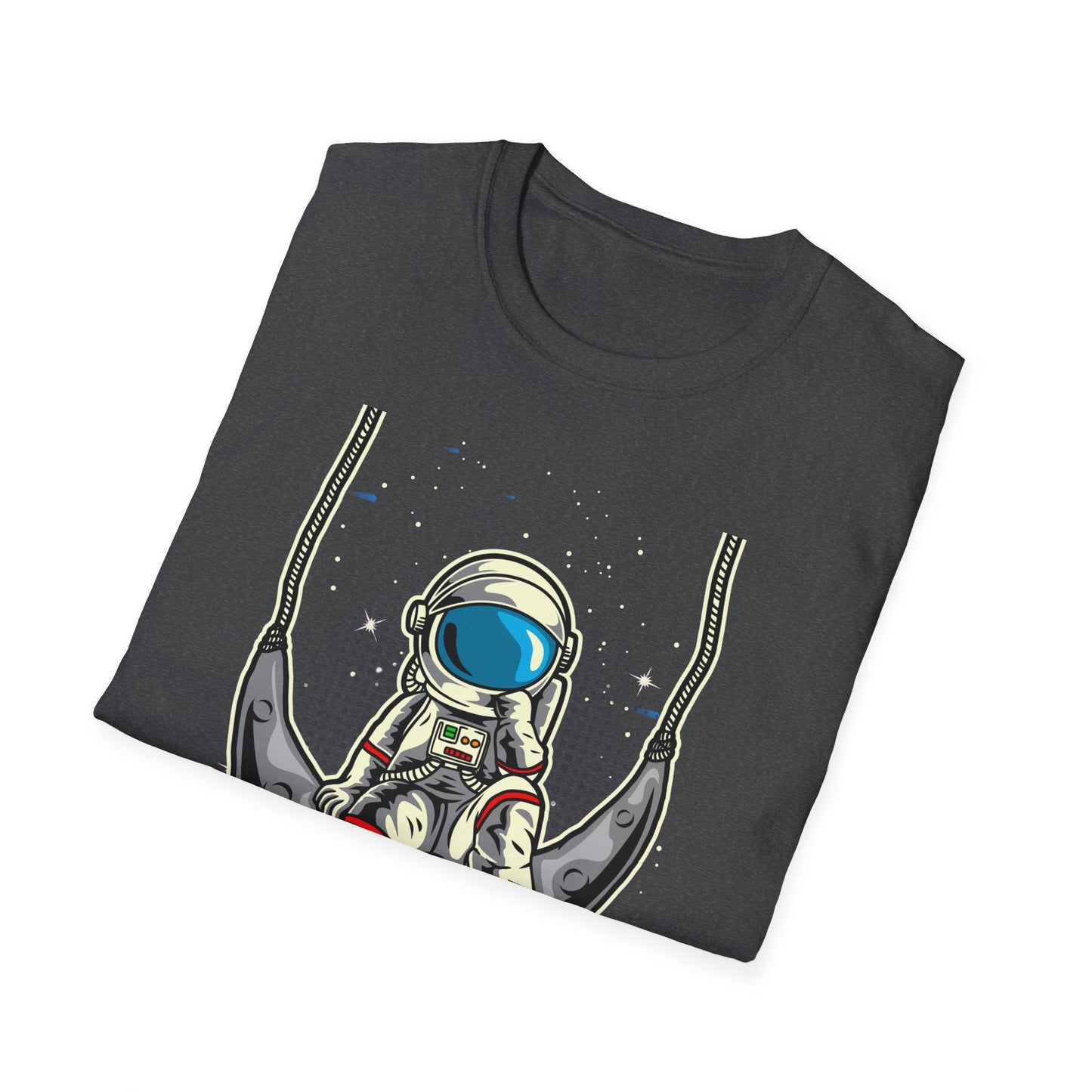 Cosmic Dreamer Astronaut Moon Swing T-Shirt | Unique Space Explorer Tee for Stargazers & Sci-Fi Fans