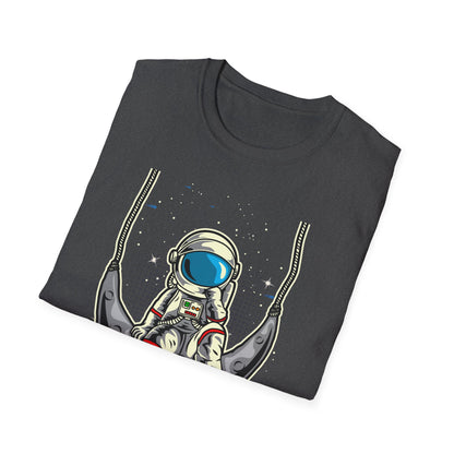 Cosmic Dreamer Astronaut Moon Swing T-Shirt | Unique Space Explorer Tee for Stargazers & Sci-Fi Fans