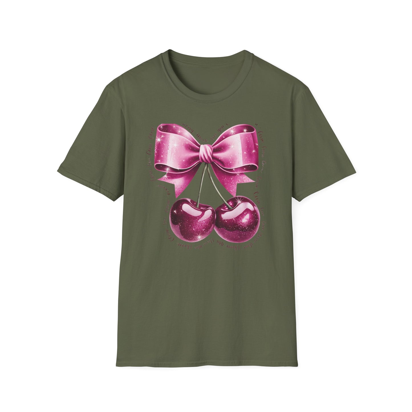 Sparkling Pink Cherry Love T-Shirt - Adorable Bow & Sweet Cherries Romantic Gift Tee for Her