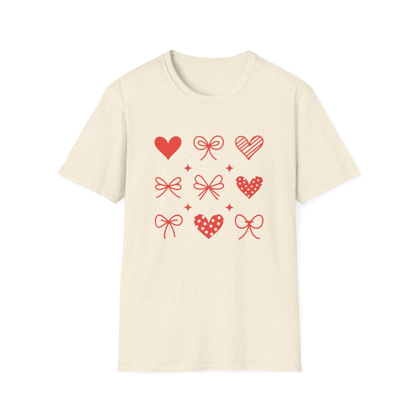 Adorable Valentine's Day Hearts & Bows T-Shirt | Sweet Romantic Love Graphic Tee for Women, Girls & Teens