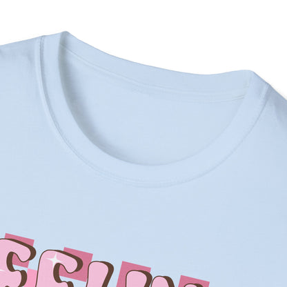 Feeling Lucky Groovy T-Shirt | Pink Heart Dice Retro Aesthetic Tee | Trendy Y2K Cute Sparkling Top for Women & Teens