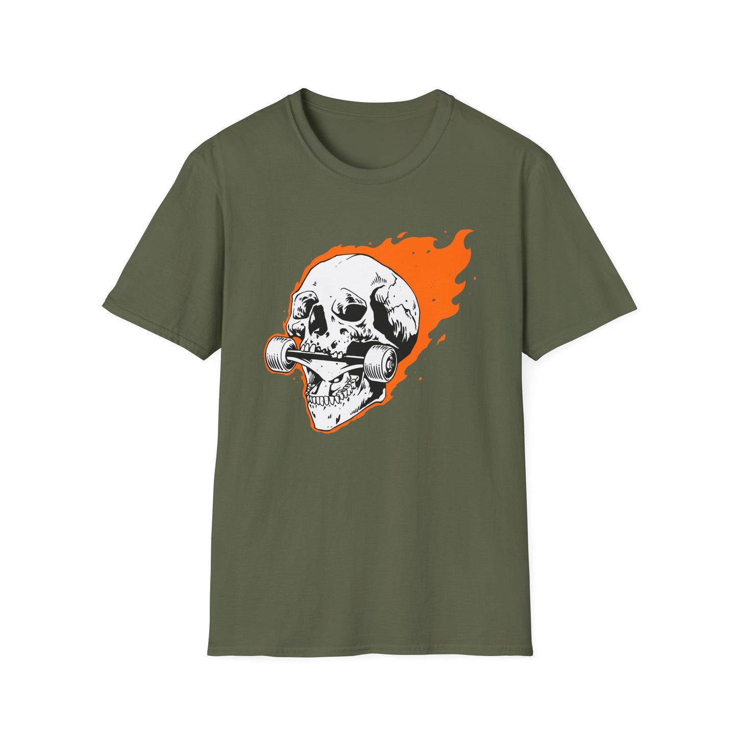 Epic Flaming Skull Skateboard T-Shirt – Rad Skater & Punk Rock Graphic Tee for Bold Street Style