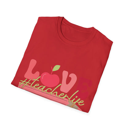 LOVE #teacherlife Apple & Pencil T-Shirt – Adorable & Unique Tee for Educators, Teachers, & School Staff | Perfect Appreciation Gift!