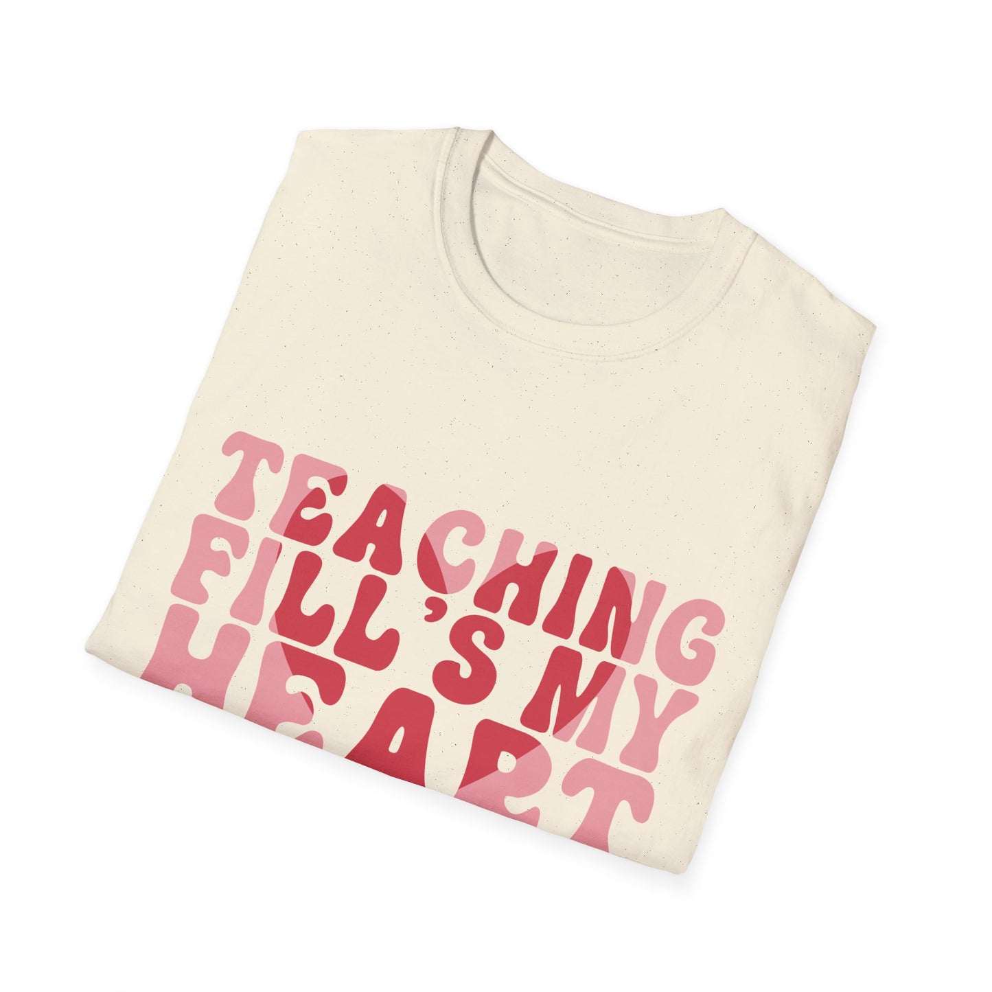 Inspiring Teacher T-Shirt: 'Teaching Fill's My Heart' Groovy Retro Educator Appreciation Tee - Perfect Gift!