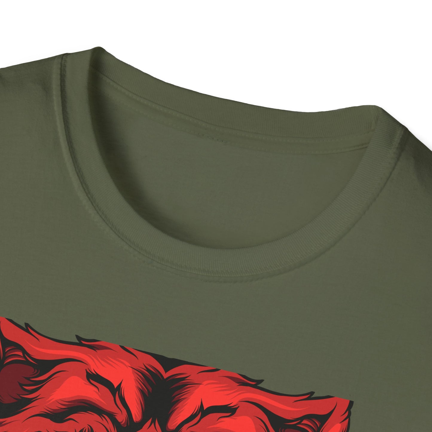 Fierce Red Snarling Beast T-Shirt: Unleash Your Inner Power - Aggressive Wolf Head Graphic Tee