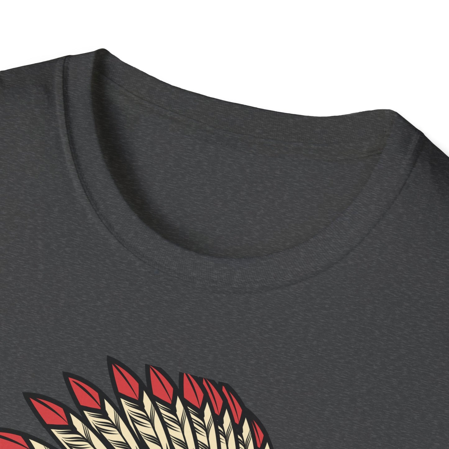 Striking Native Chief Skull Headdress T-Shirt - Unique Gothic Biker Tattoo Art Apparel for Rebel Souls