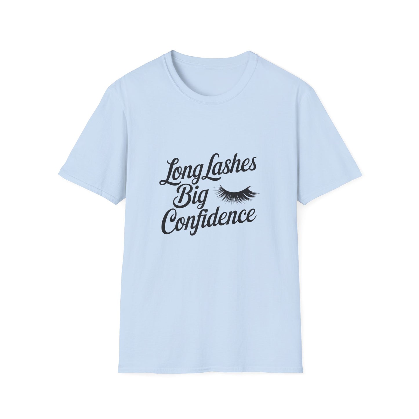 Glamorous Long Lashes Big Confidence T-Shirt | Empowering Women's Beauty & Makeup Lover Tee