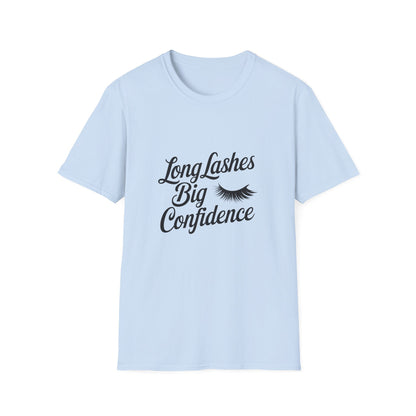 Glamorous Long Lashes Big Confidence T-Shirt | Empowering Women's Beauty & Makeup Lover Tee