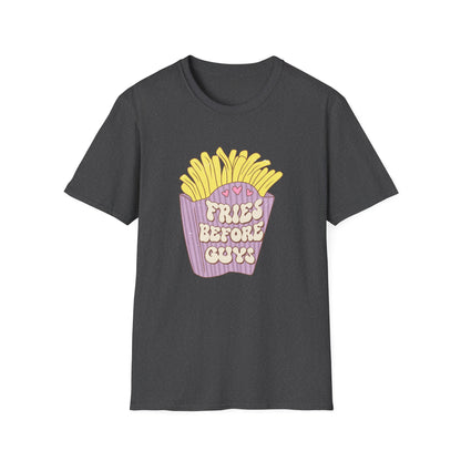 Hilarious "Fries Before Guys" T-Shirt | Trendy Retro Foodie Tee for Women, Bachelorette Parties & Best Friend Gifts