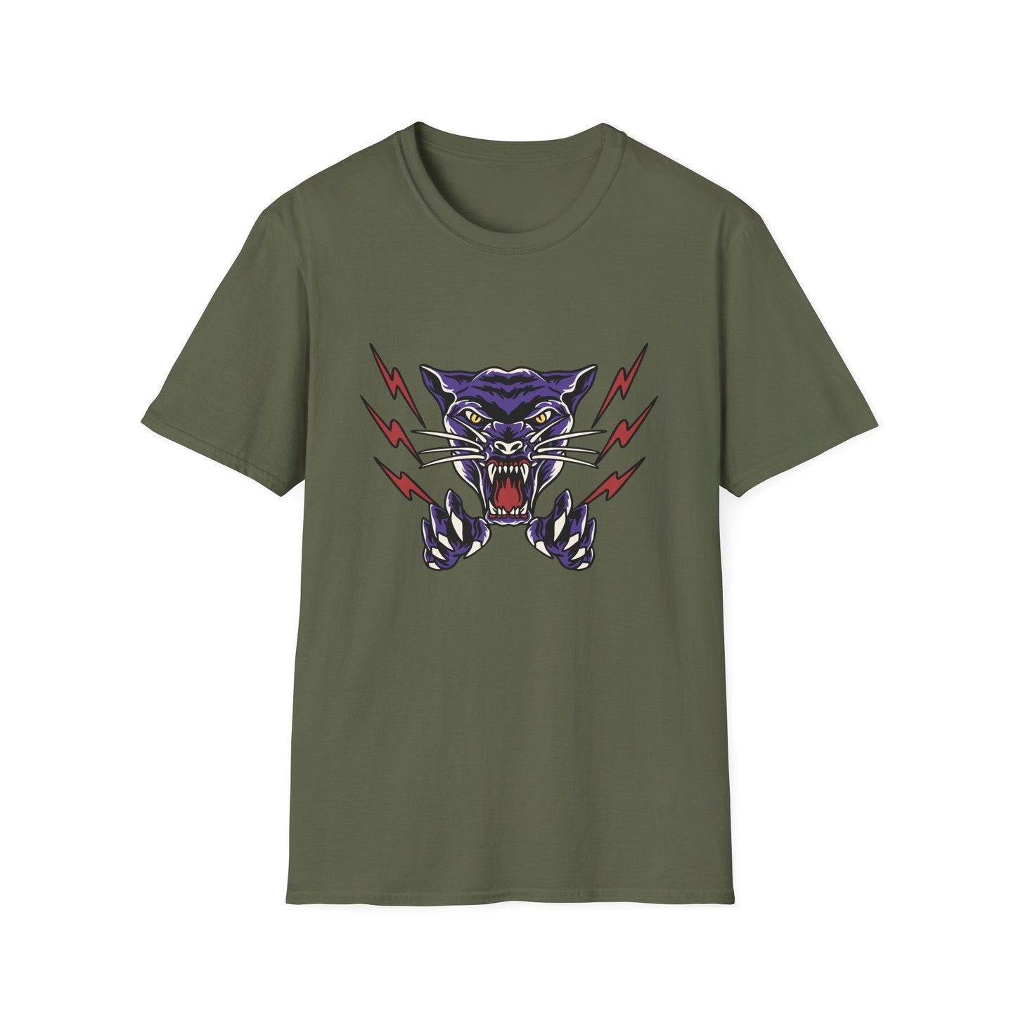 Fierce Purple Panther Lightning T-Shirt | Striking Wildcat Roar Graphic Tee for Edgy Style | Unleash Power!