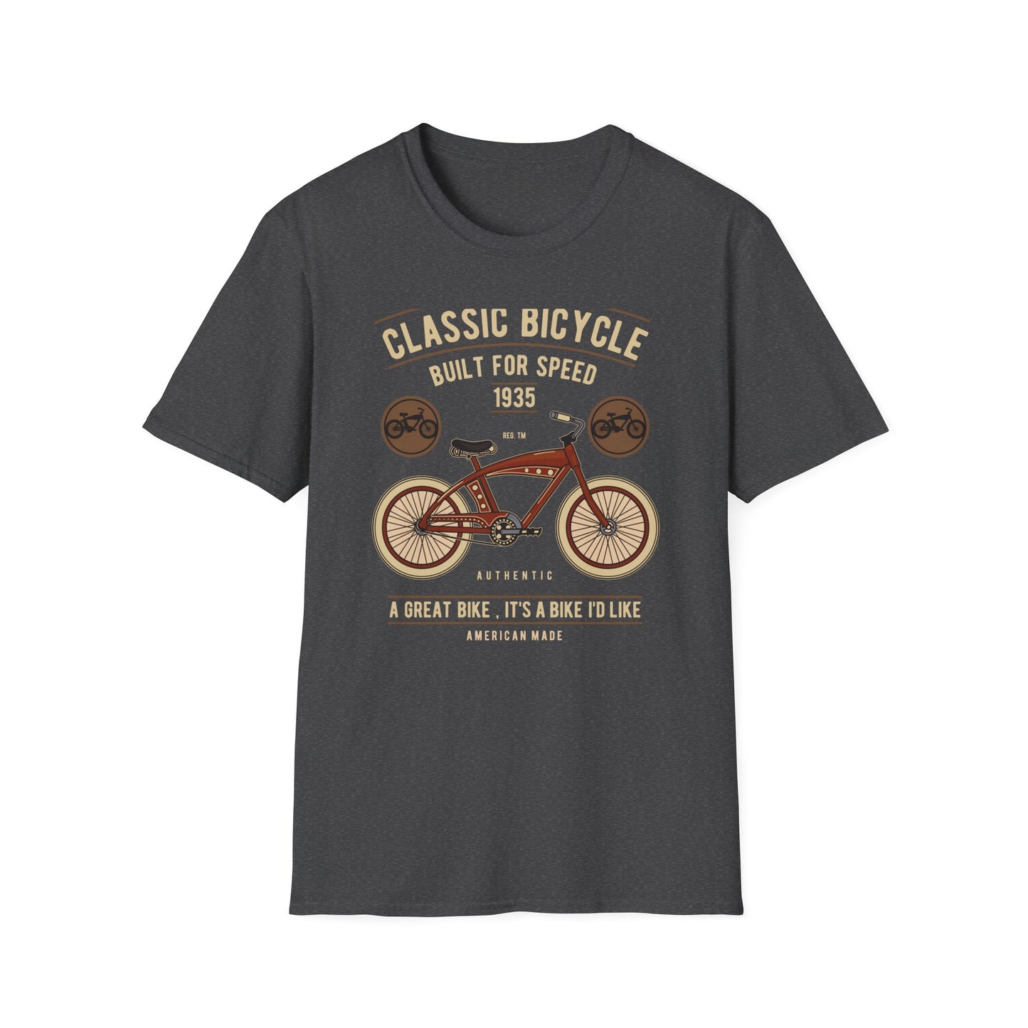 Legendary 1935 Classic Bicycle T-Shirt - Authentic Vintage Cycling Enthusiast Tee | American Made Retro Bike