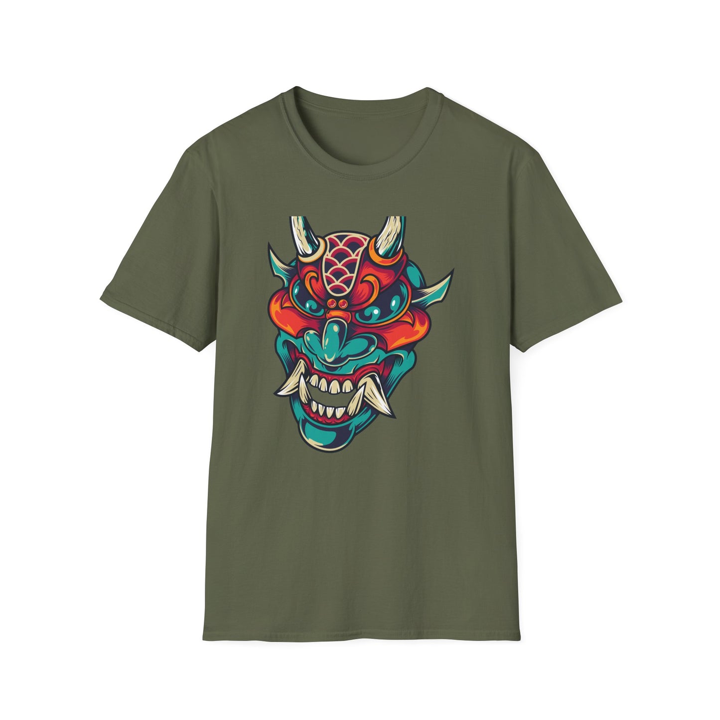 Epic Vibrant Japanese Oni Demon Mask T-Shirt | Mystical Hannya Culture Tee | Bold Streetwear Graphic Art