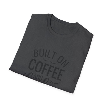 Fabulous 'Built on Coffee & Lashes' Women's T-Shirt - Chic Beauty & Caffeine Lover Tee Gift