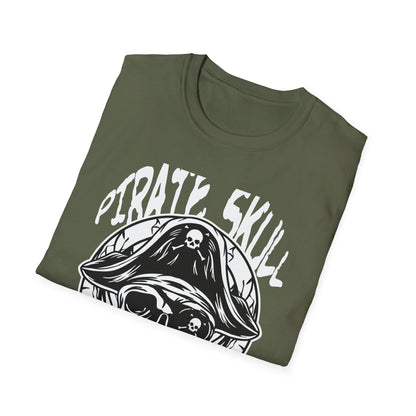 Epic Pirate Skull T-Shirt - Bold Eye Patch & Captain's Hat Design - Unique Skeleton Tee for Adventurers & Halloween