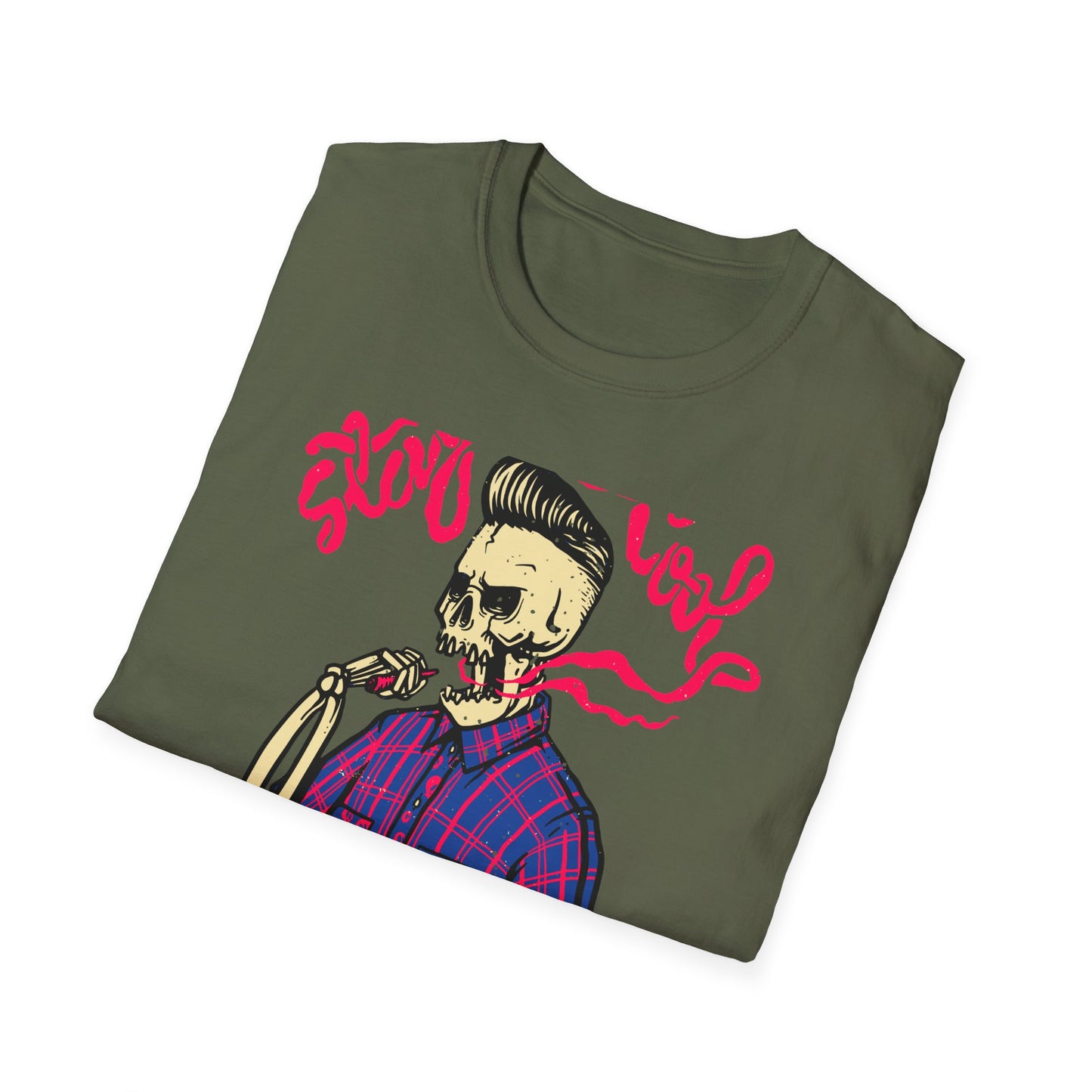 Stay Cool Skeleton Vaper T-Shirt | Edgy Greaser Pompadour Tee for Rockabilly & Alternative Style Fans