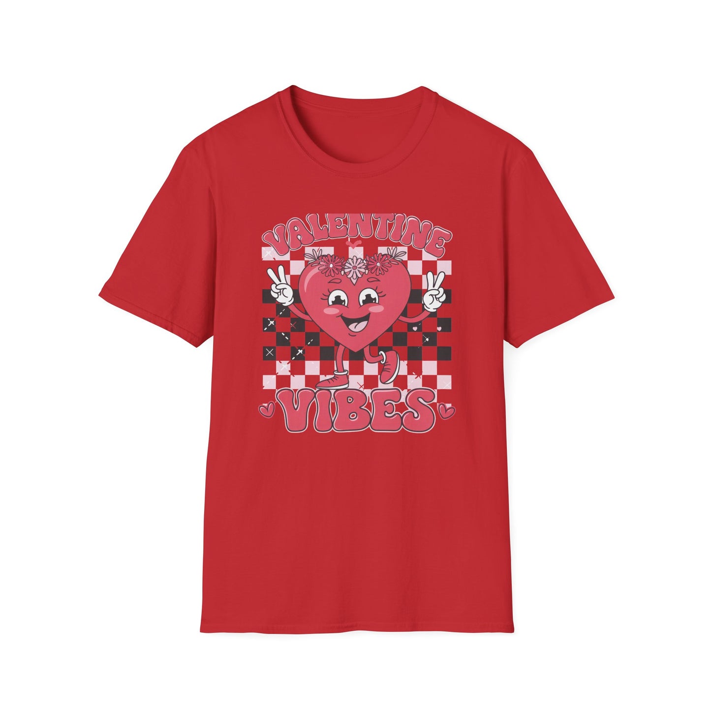 Groovy Valentine Vibes T-Shirt | Adorable Retro Heart Peace Sign Tee with Flower Crown for Valentine's Day