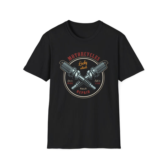 Epic Vintage Motorcycle T-Shirt for Bikers | Live to Ride Spark Plug Mechanic Tee | Bold & Premium Design