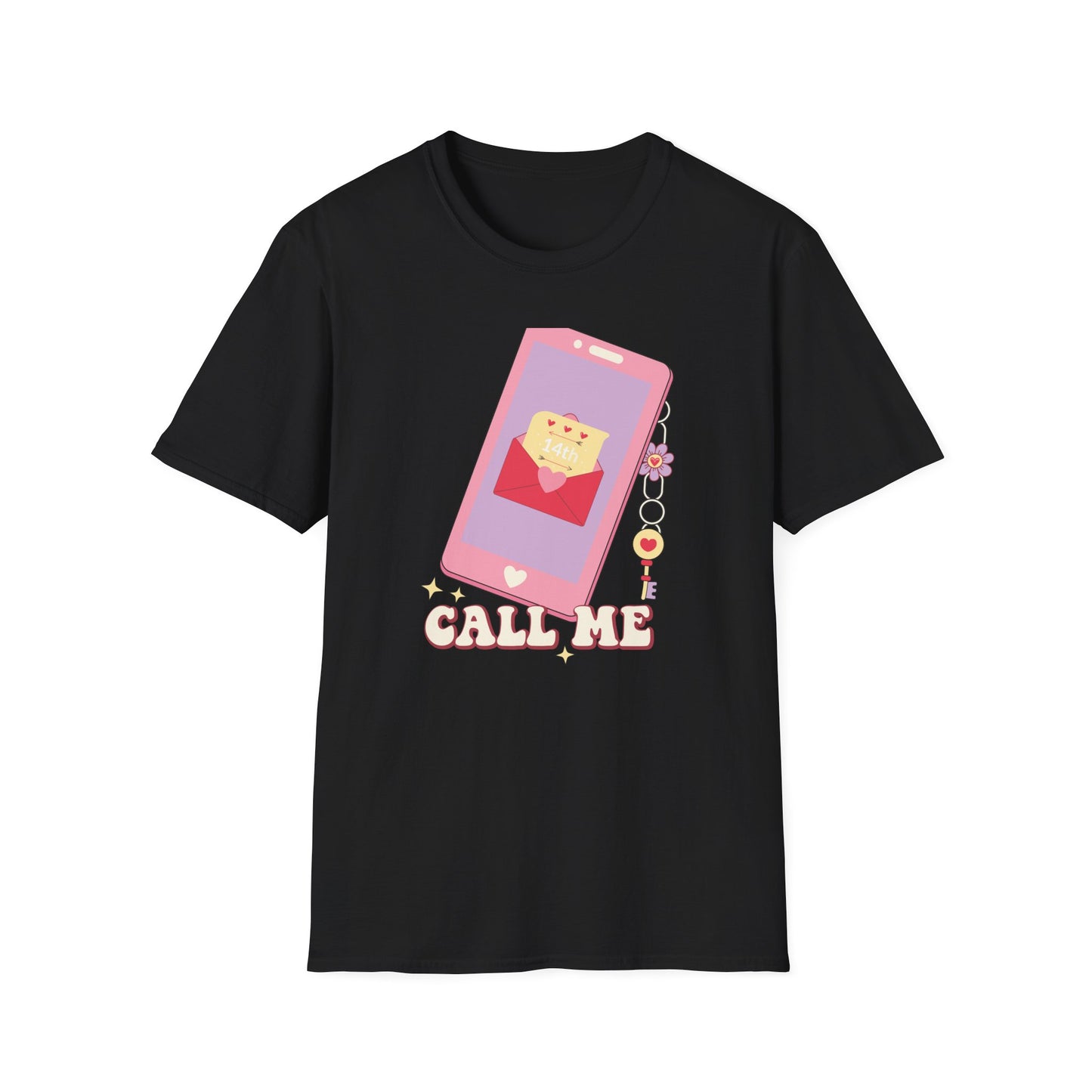 Sweet 'Call Me' Valentine's Day T-Shirt | Retro Love Letter Phone Tee | Adorable Romantic Gift for Her & Him