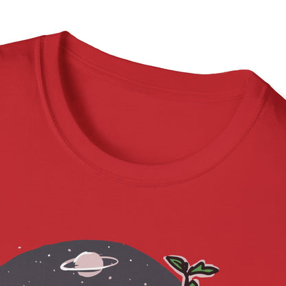 Resilient Space Bloom Astronaut Helmet T-Shirt | Unique Cosmic Growth Graphic Tee for Nature & Sci-Fi Lovers