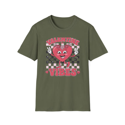 Groovy Valentine Vibes T-Shirt | Adorable Retro Heart Peace Sign Tee with Flower Crown for Valentine's Day