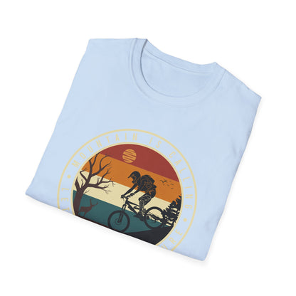 Epic Mountain Is Calling Adventure T-Shirt - Retro Mountain Biking & Nature Tee for Outdoor Enthusiasts