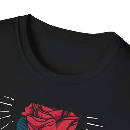 Striking Skeleton Hand Holding Rose T-Shirt | Unique Gothic Love Tee | Captivating Alt Fashion Top for Edgy Style