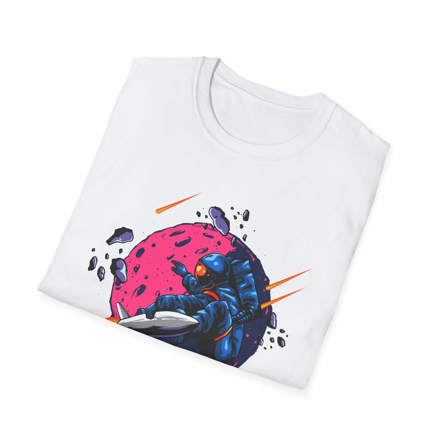 Epic Space Surfer Astronaut T-Shirt | Thrilling Galactic Rocket Ride Design Tee for Sci-Fi & Adventure Fans