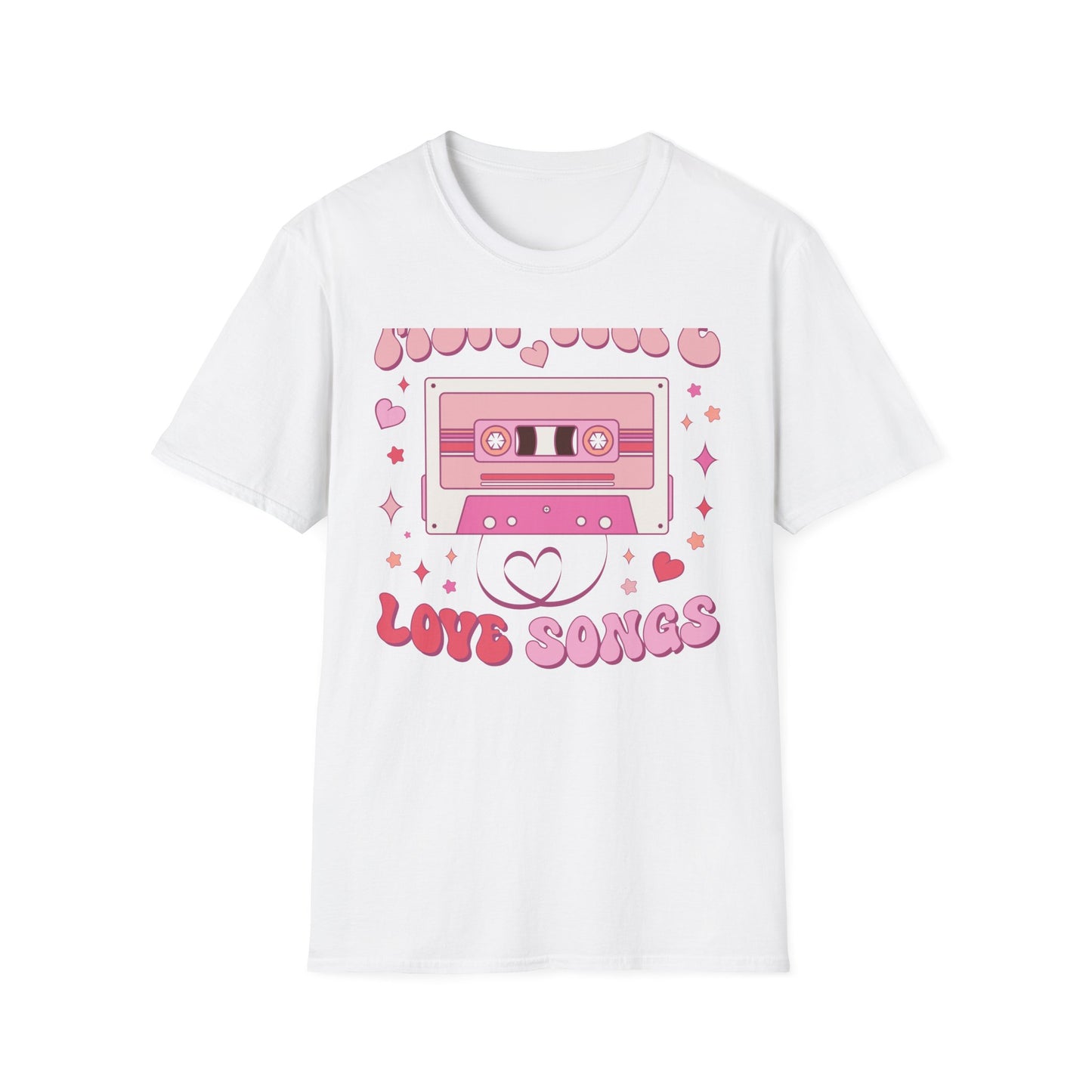 Groovy Mix Tape Love Songs T-Shirt | Retro Cassette Music Lover Tee | Sweet Vintage Valentine's Day Gift