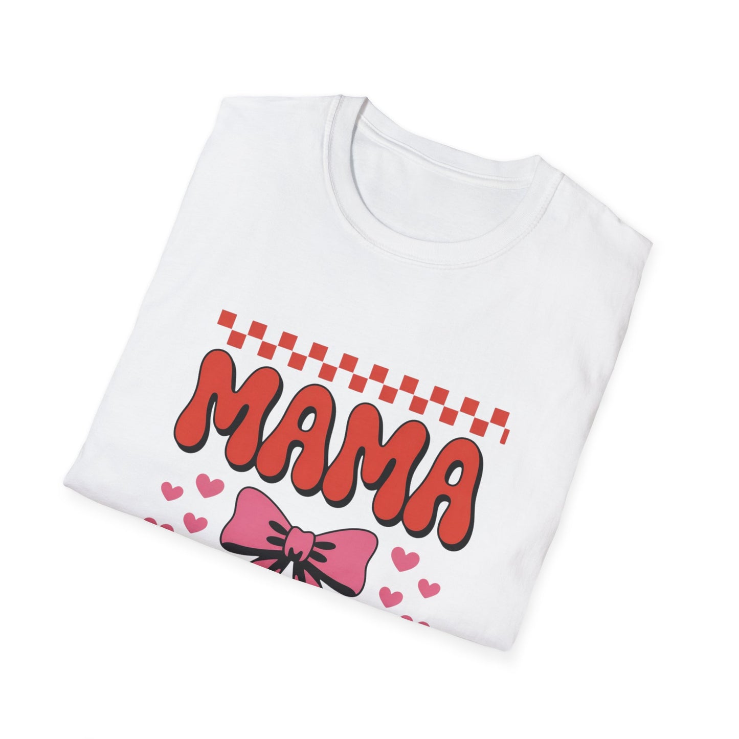 Retro Mama T-Shirt - Cute Pink Bow & Hearts Tee | Perfect Mother's Day Gift for Groovy Moms & New Moms