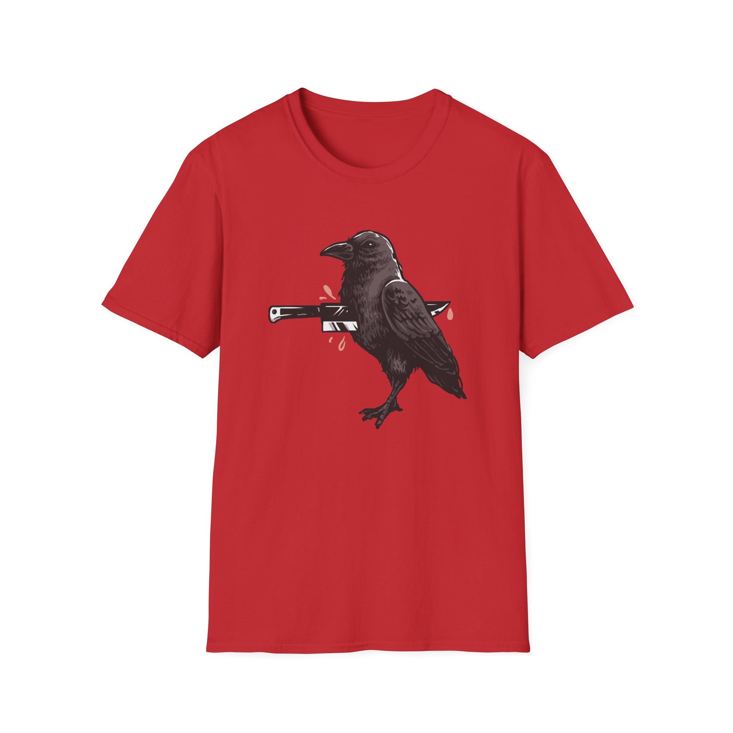 Bold Stabbed Raven T-Shirt - Unique Gothic Crow Design. Embrace Dark Aesthetics with this Edgy Statement Tee!
