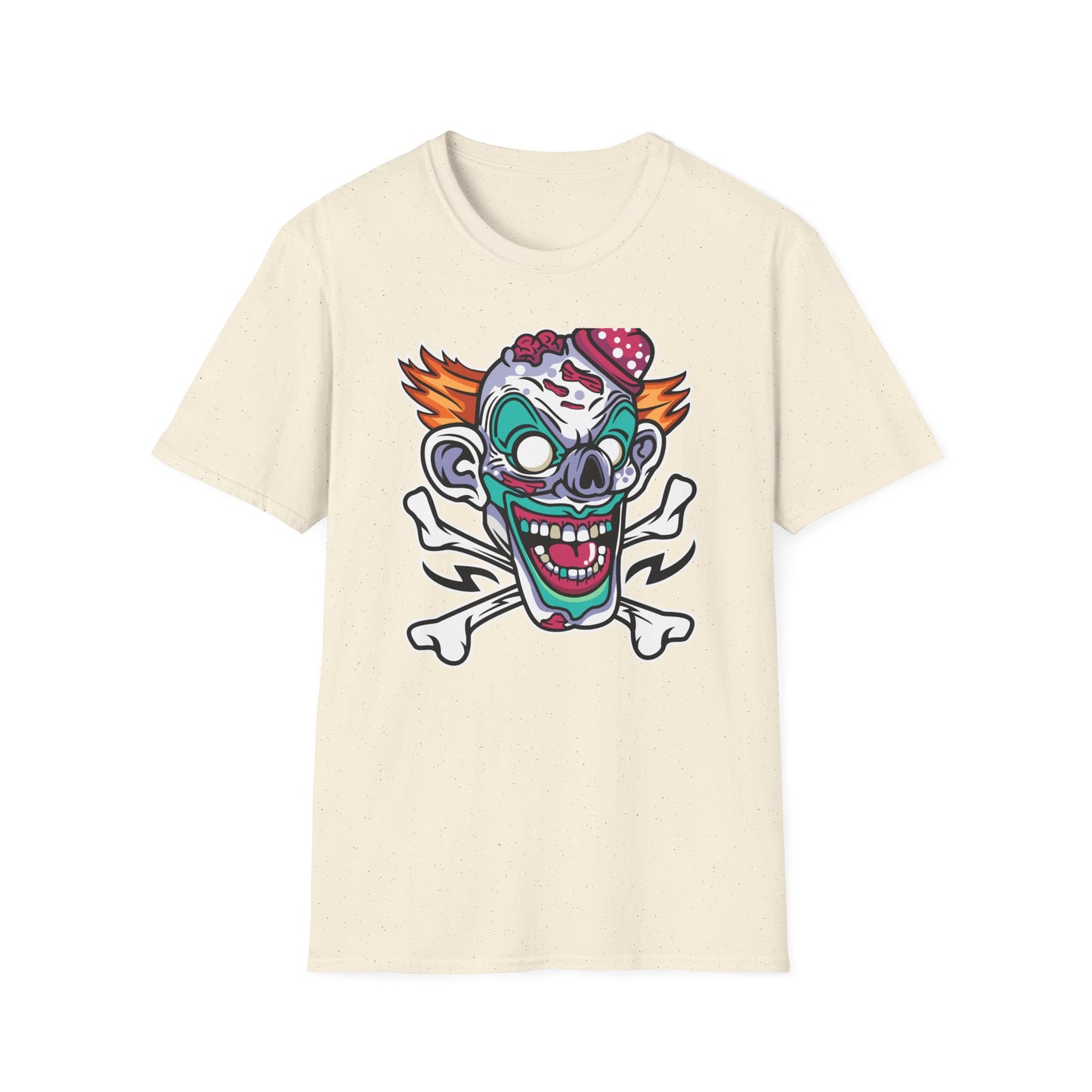 Spooky Zombie Clown Skull T-Shirt - Creepy Horror Fan Graphic Tee for Halloween & Edgy Style