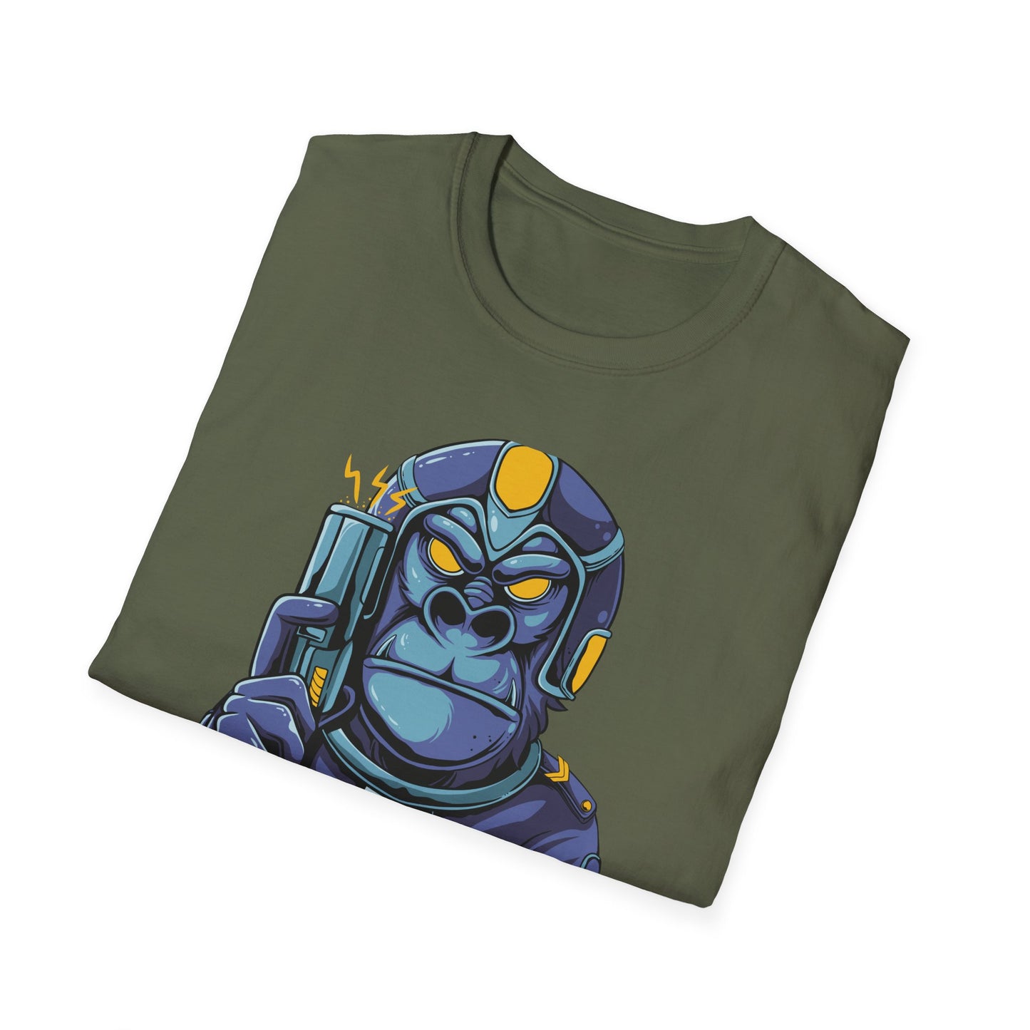 Epic Space Soldier Gorilla T-Shirt: Fierce Sci-Fi Ape Blaster Tee - Galactic Warrior Graphic for Gamers & Sci-Fi Fans