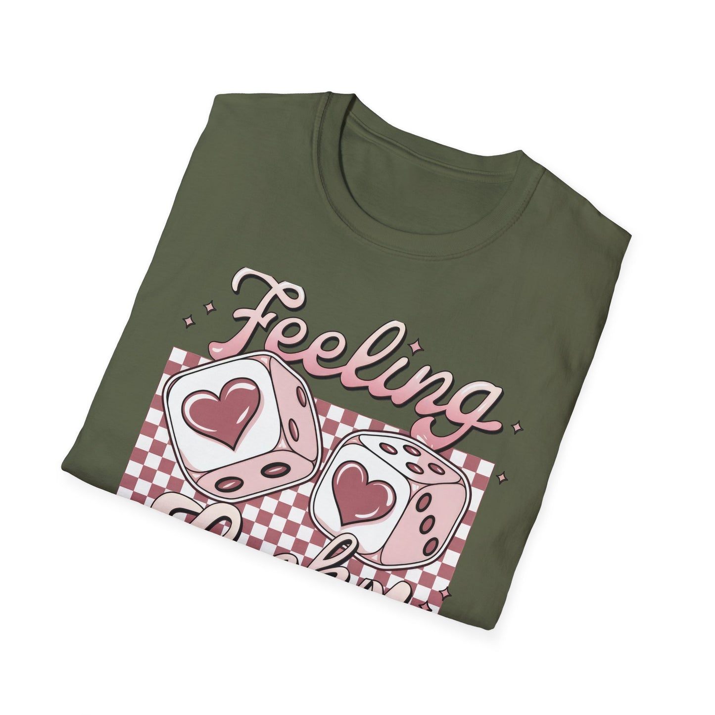 Feeling Lucky Dice Hearts T-Shirt | Chic Pink Aesthetic Tee | Trendy & Playful Love Design for Her