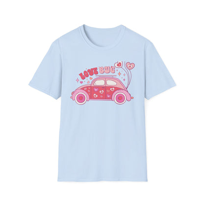 Groovy Love Bug T-Shirt | Adorable Retro Pink VW Beetle & Hearts | Sweet Valentine's Day Gift for Her