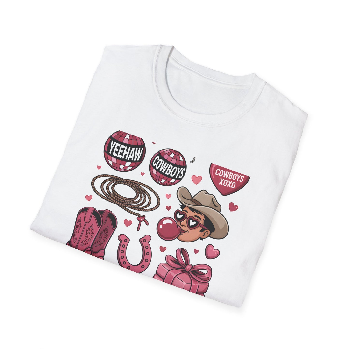 Howdy Valentine Cowboy T-Shirt | Sweet Western Love & YEEHAW Disco Heart Tee for Her | Unique Valentine's Day Gift