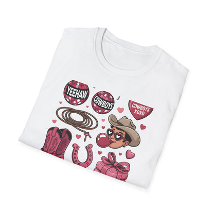 Howdy Valentine Cowboy T-Shirt | Sweet Western Love & YEEHAW Disco Heart Tee for Her | Unique Valentine's Day Gift