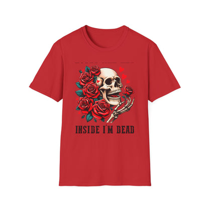 Epic 'Roses Are Red Inside I'm Dead' T-Shirt | Edgy Skull & Rose Gothic Tee | Dark Humor Statement Apparel