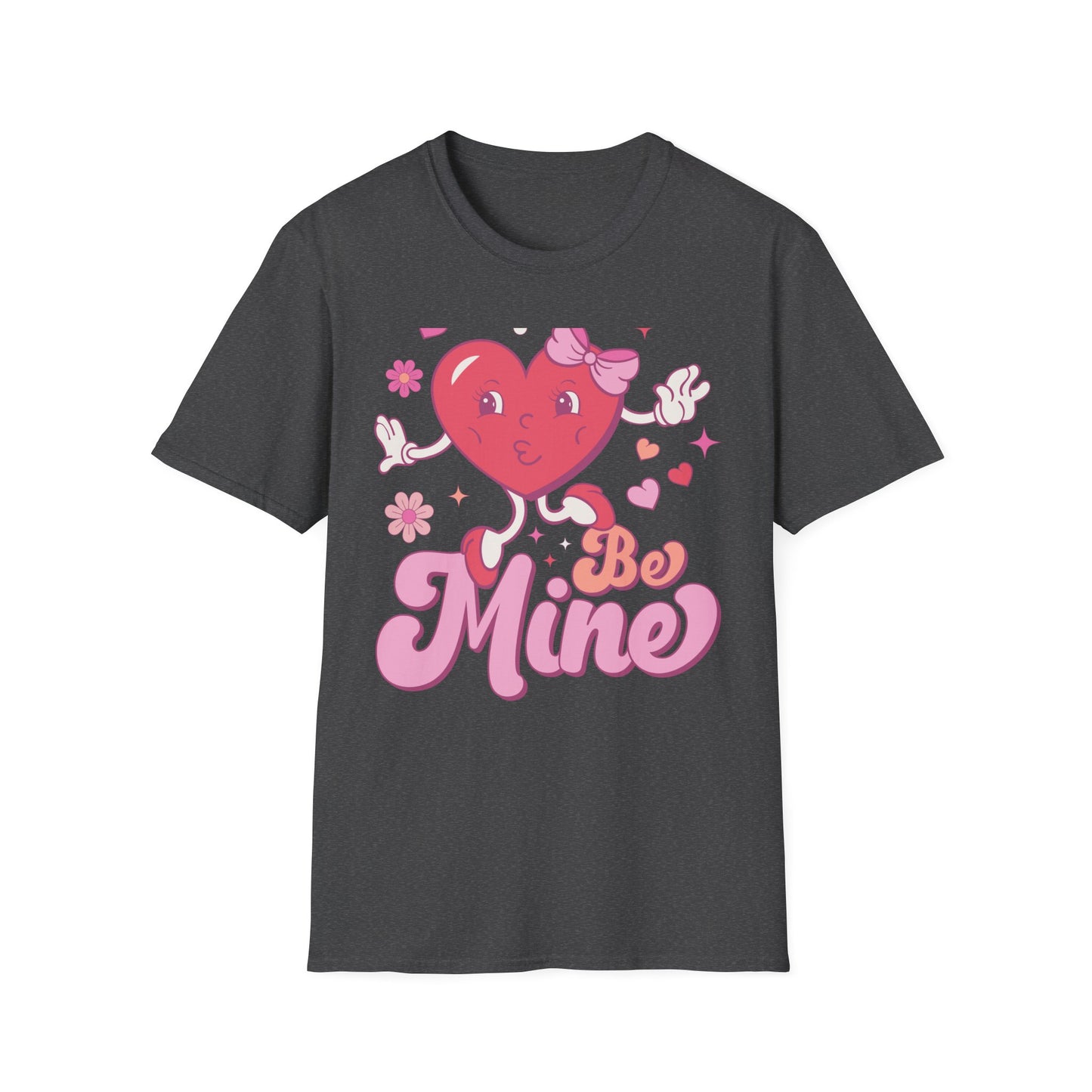 Adorable Retro "Be Mine" Cartoon Heart T-Shirt | Groovy Valentine's Day Gift for Her | Cute Love Graphic Tee