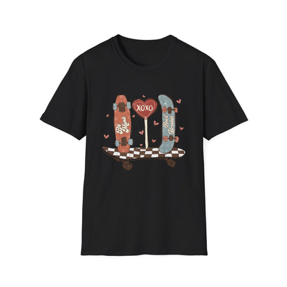 Retro Skateboard Valentine's T-Shirt | Be Mine Heart Breaker XOXO Tee | Trendy Vintage Skater Love Graphic Shirt