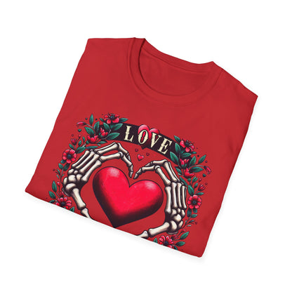 Stunning Love Forever Skeleton Hands Heart T-Shirt | Gothic Romance Till Death Do Us Part Tee | Unique Couple's Gift