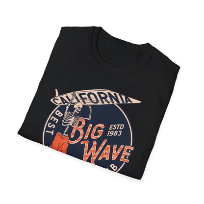 Epic California Big Wave Surfing Club T-Shirt - Vintage Skeleton Surfer Tee for Beach Lovers & Retro Style Fans