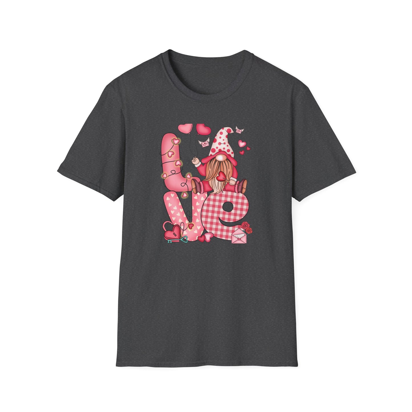 Charming Valentine's Gnome LOVE T-Shirt | Cute Hearts & Romantic Holiday Tee for Couples & Sweethearts