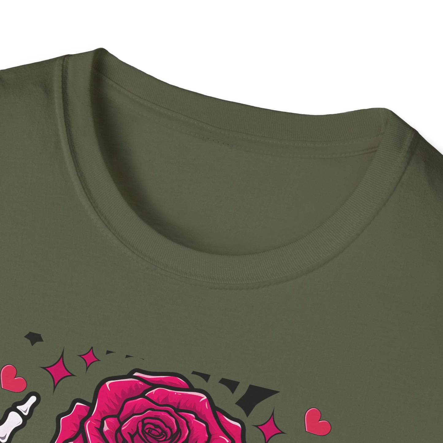 Spooky Sweet Skeleton Hands Rose Valentine T-Shirt | Unique Gothic Romantic Love Tee Gift for Him Her | Trendy Heart Apparel