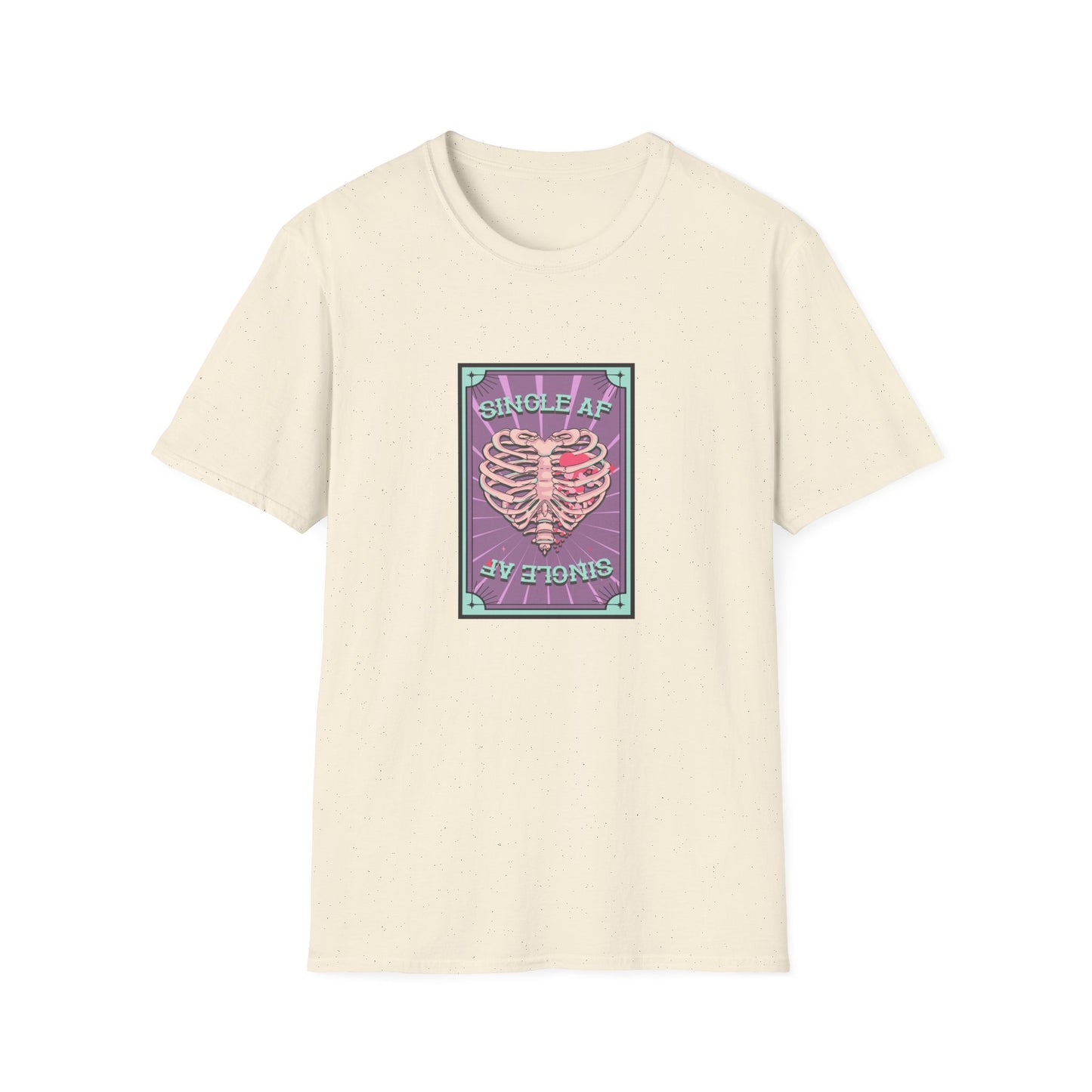 Bold SINGLE AF T-Shirt | Funny Anti-Valentine's Skeleton Heart Tee | Unique Self-Love Statement Graphic Shirt