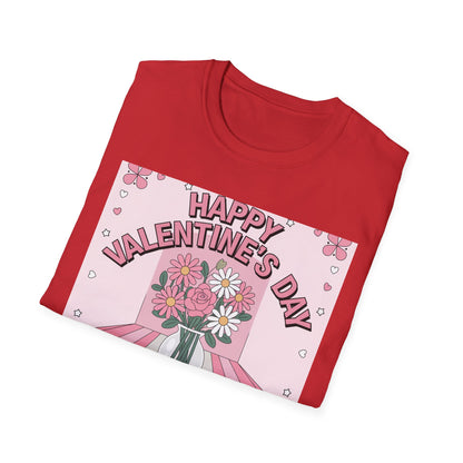 Groovy Valentine's Day Flowers T-Shirt | Charming Retro Love Bouquet Graphic Tee | Sweet Heart & Letter Gift for Her