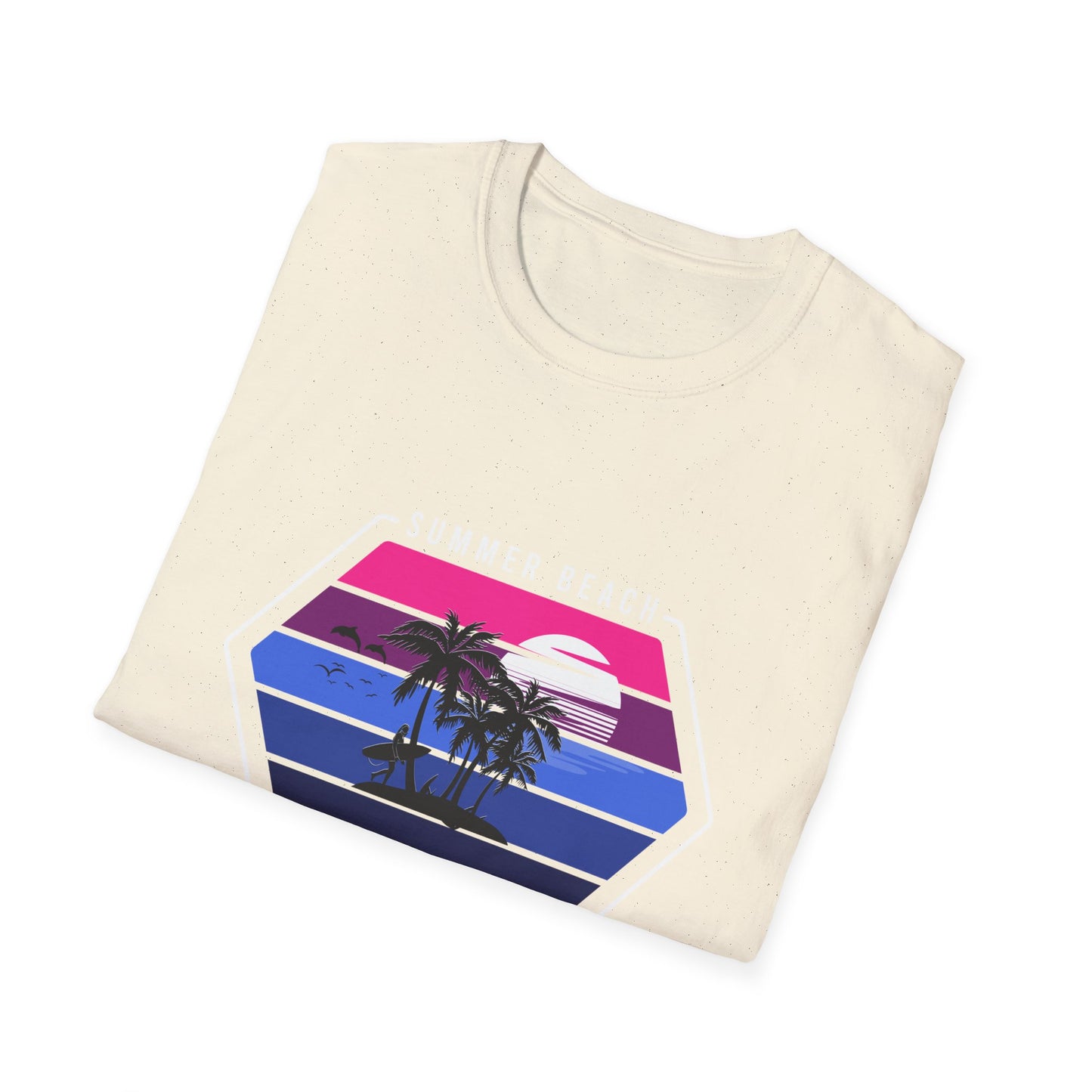 Vibrant Retro Sunset Surfer T-Shirt | Ultimate Beach Paradise Vacation Tee for Summer Lovers