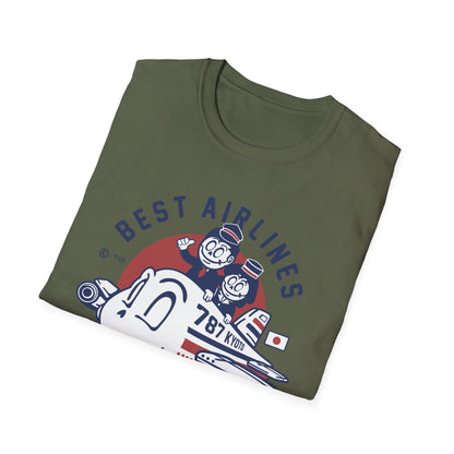 Retro Best Airlines Japan Travel T-Shirt - Awesome Vintage 787 Kyoto Pilot & Crew Graphic Tee
