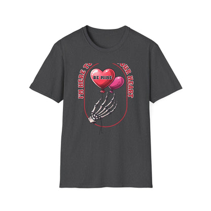 Edgy 'Steal Your Heart' T-Shirt | Skeleton Hand & Heart Balloons | Unique Valentine's Day Love Tee for Couples