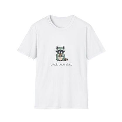 Irresistible Snack Dependent Raccoon T-Shirt - Hilarious Foodie Animal Tee for Ultimate Comfort & Style